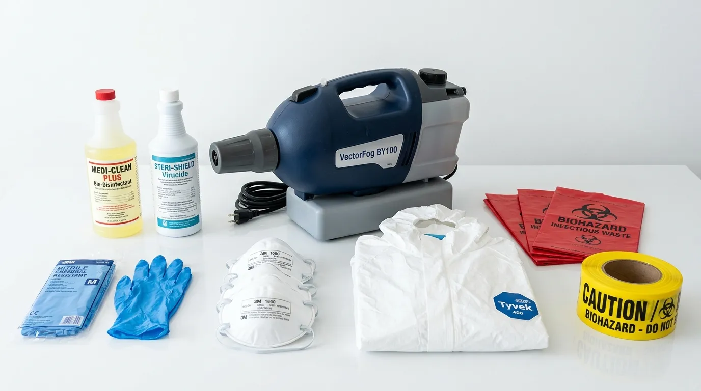 Professional biohazard remediation crew working in Willowbrook